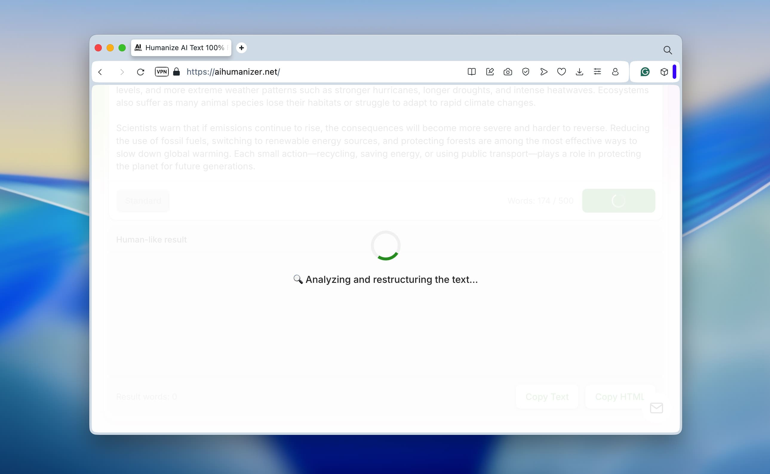 Text humanizing proess