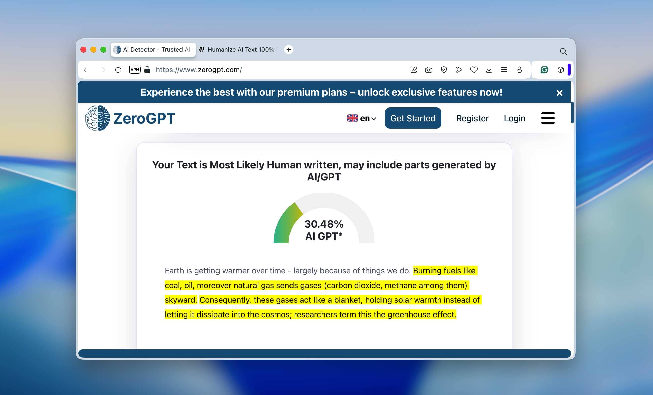 Zerogpt result after humaize