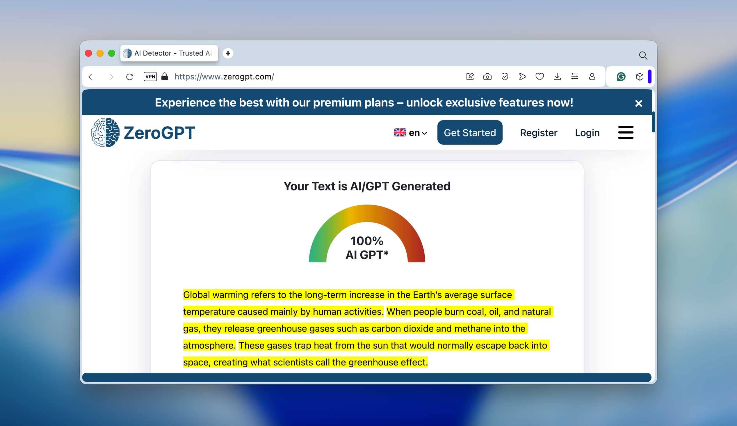 Zerogpt result before humanize
